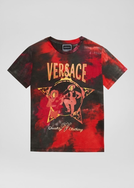 Tricouri Versace Versace Tie-Dye Print Western Logo Baieti | PHWYUIB-01